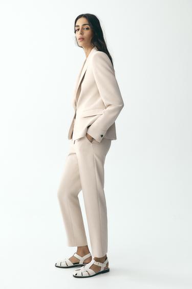 Zara SLIT ANKLE PANTS - Sand / Marl