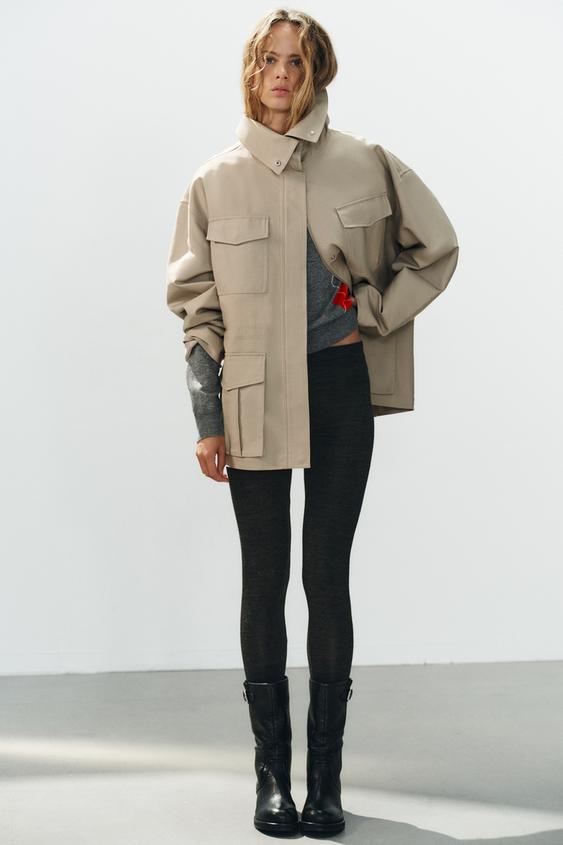 Zara QUILTED POCKET JACKET - Beige - Image 0