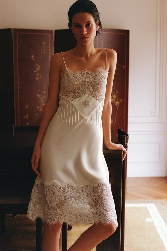 SATIN LACE SLIP DRESS from Zara - $129