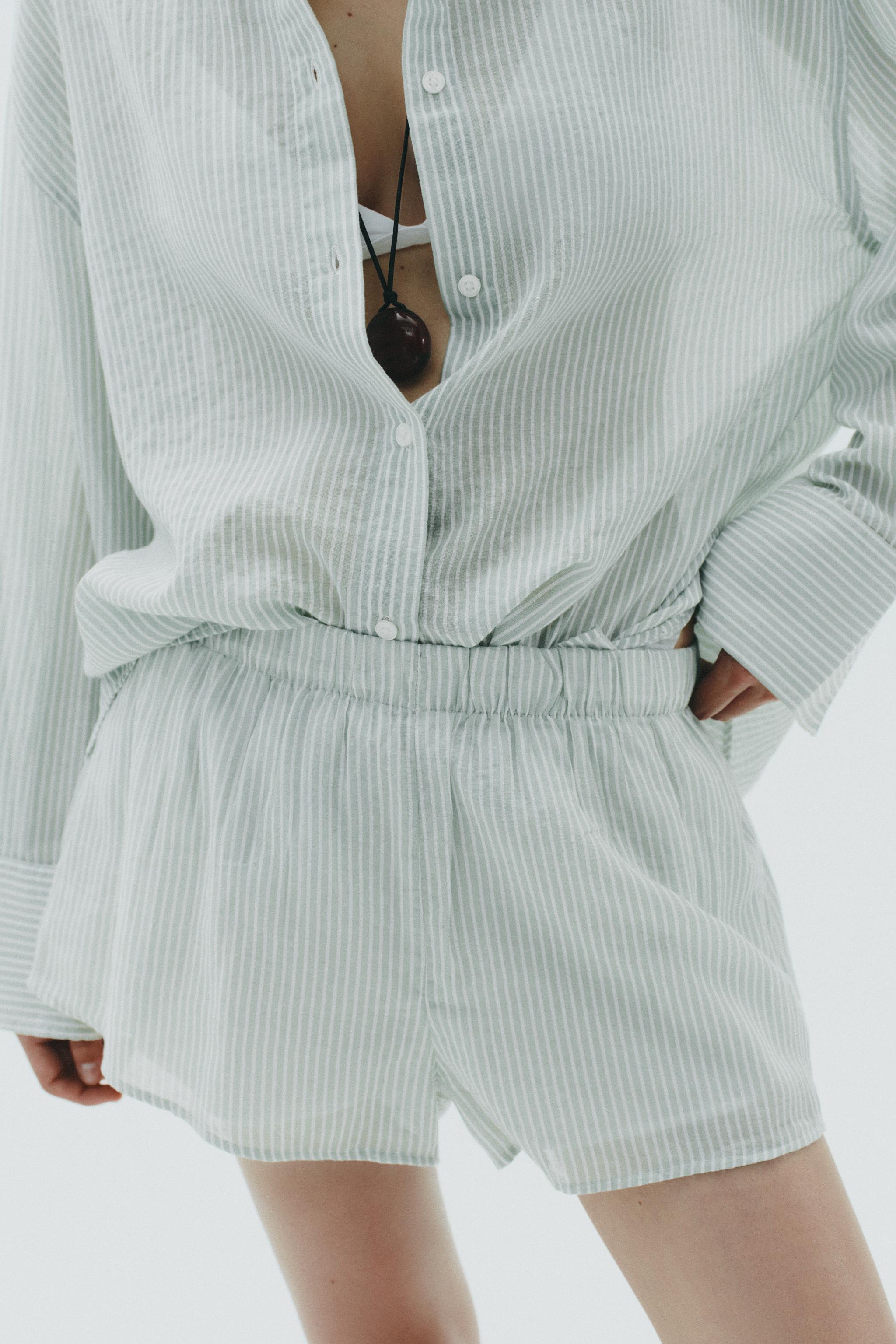 SHORT DE PYJAMA EN GAZE RAYÉ