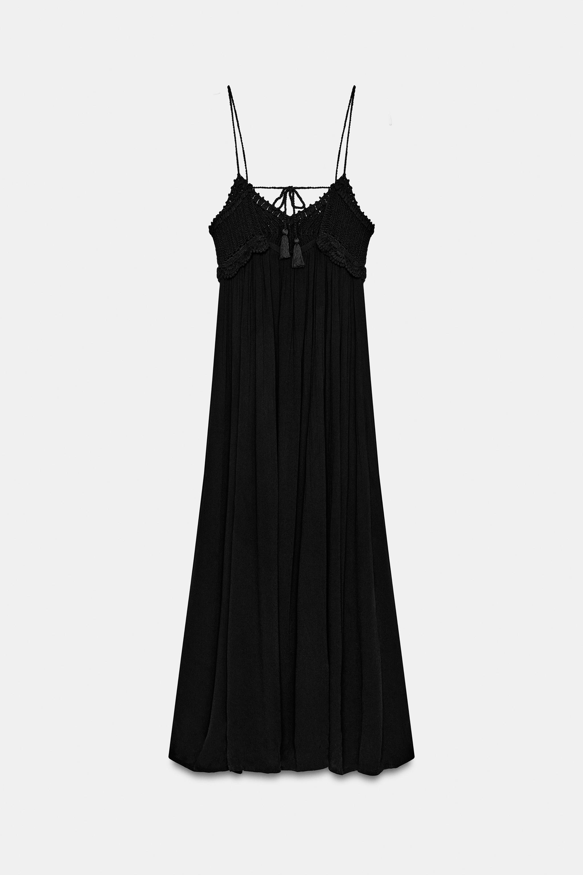 LONG COMBINATION CROCHET KNIT DRESS