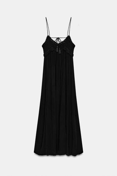 ROBE LONGUE BIMATIÈRE EN MAILLE CROCHET - Noir de Zara - Image 8