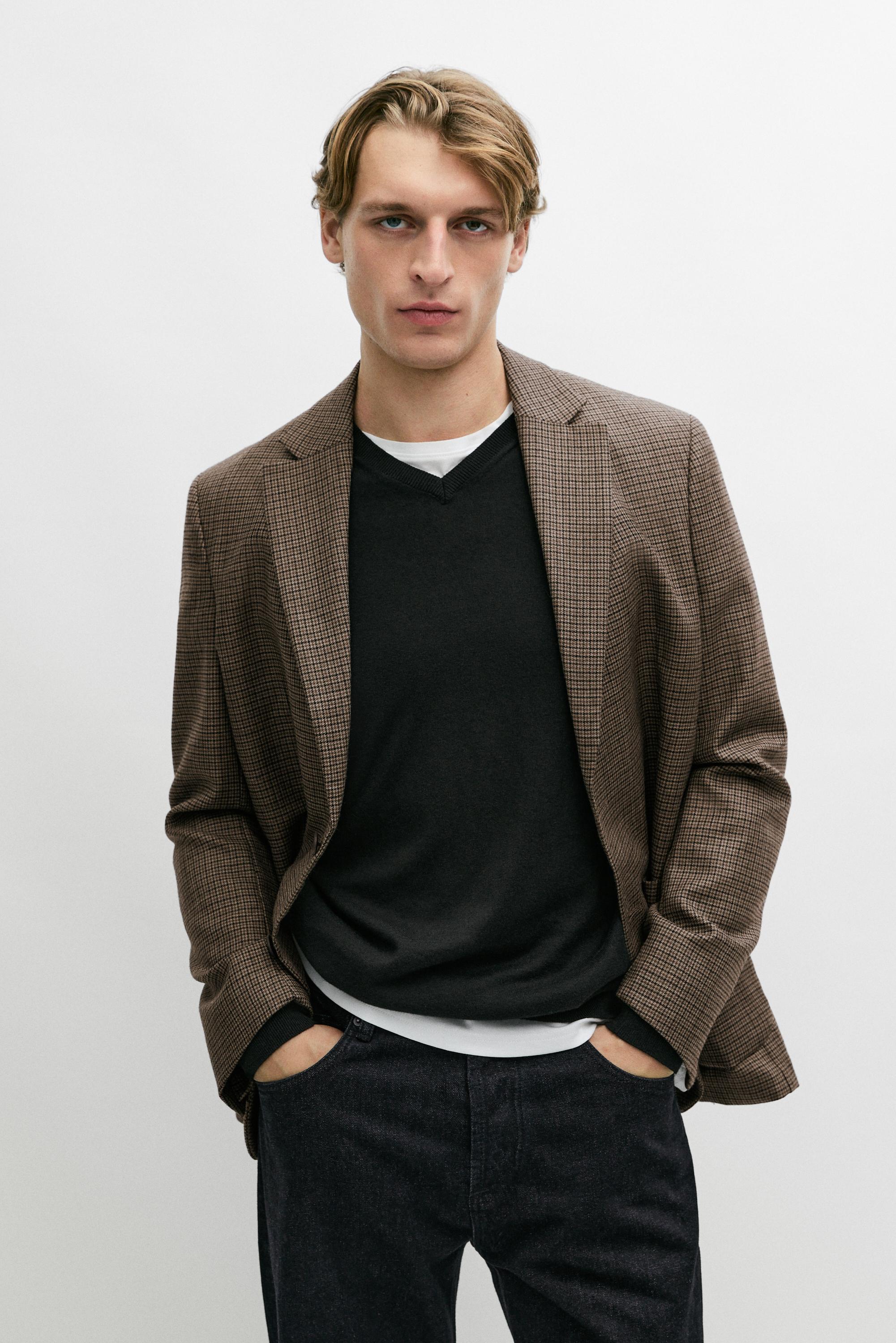 Blazer pied-de-poule 100 % laine