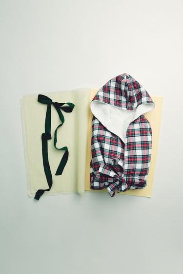 KARO-FLANELLBADEMANTEL - Cremefarben von Zara