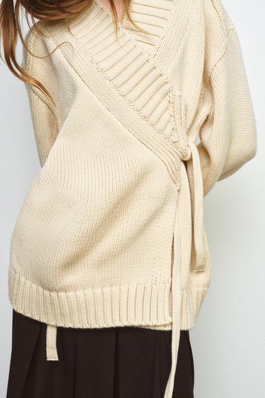 WRAP KNIT KIMONO CARDIGAN - Ecru by Zara - Image 3