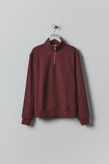 MOLETOM BÁSICO COM GOLA E ZÍPER - Borgonha da Zara