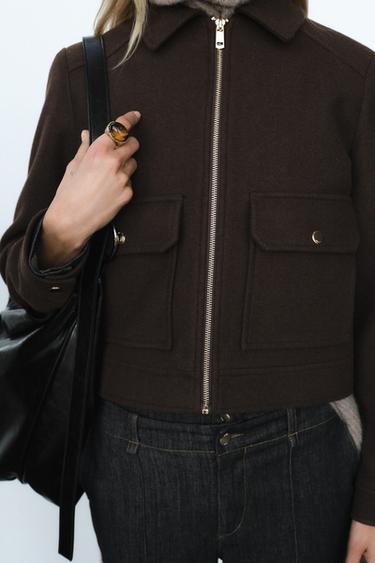 SOFT ZIP-UP JACKET - Brown by Zara