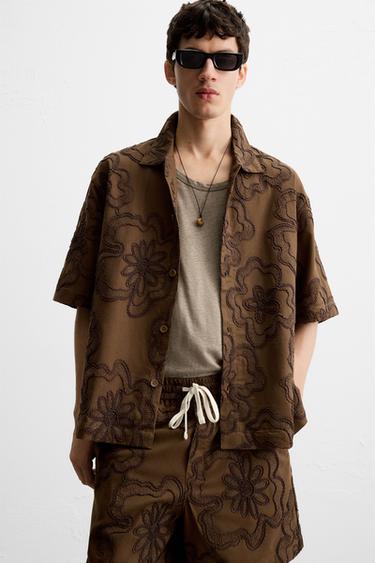 CHEMISE BRODERIES RELIEF - Chocolat de Zara - Image 4