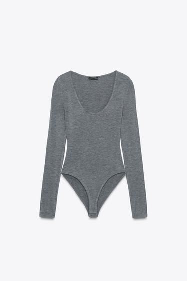 BODY SOFT DE MANGA COMPRIDA - Cinzento-vigoré da Zara
