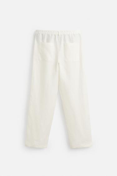 100% LINEN TROUSERS - White by Zara - Image 6