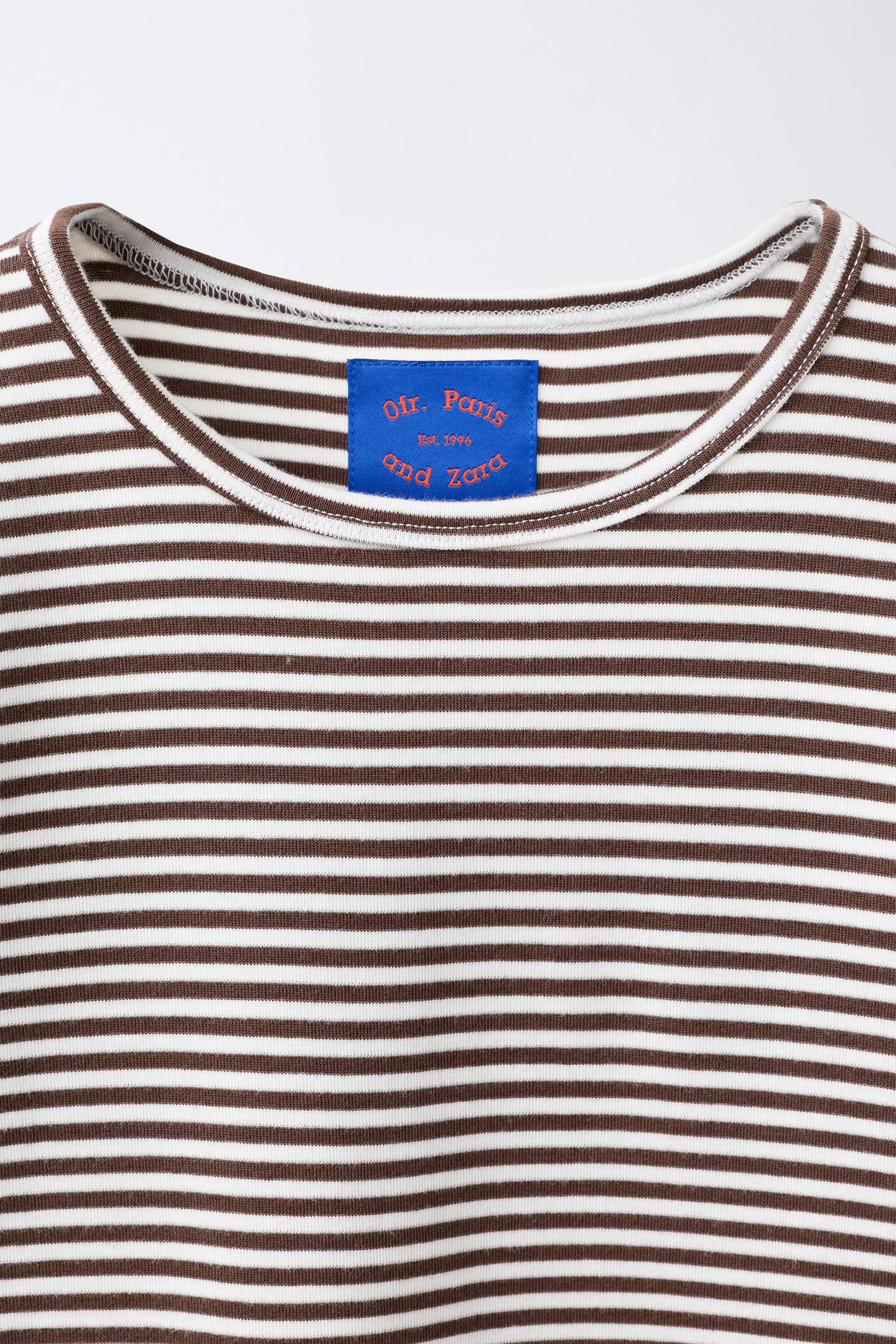 Детская футболка Zara 0FR. Paris X ZARA Striped Modal, цвет: Коричневый — фото 4