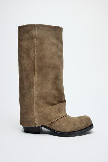 SPLIT SUEDE BOOTS - Brown by Zara