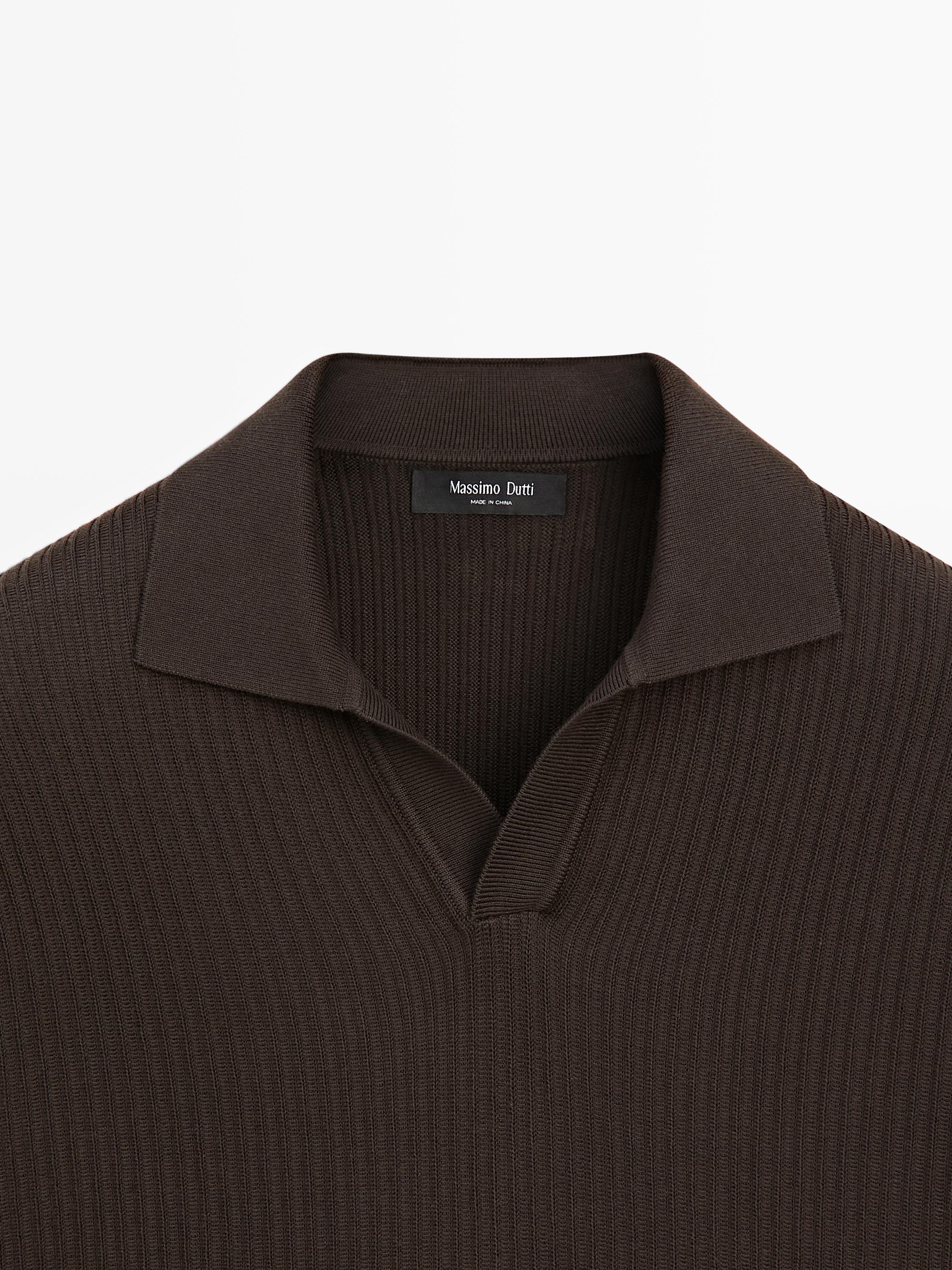 Regular fit cotton knit polo shirt