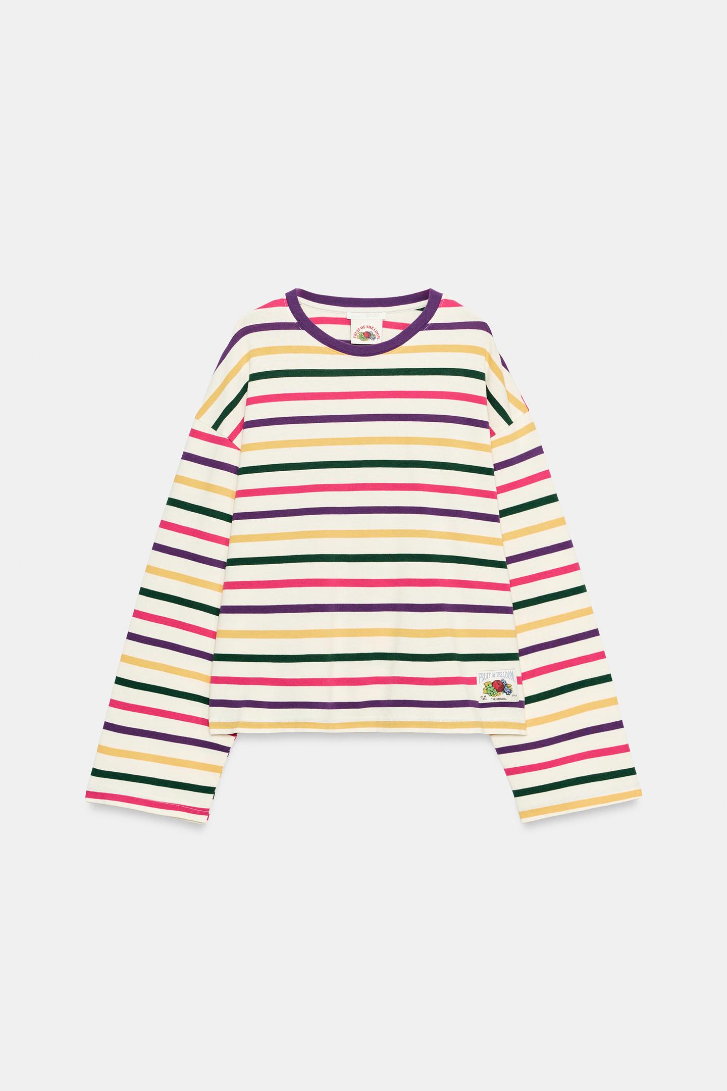 Женская футболка Zara Fruit OF the Loom™ Striped, цвет: Разноцветный — фото 1