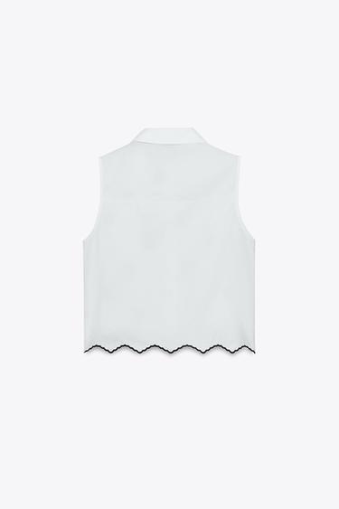 BLUSA BORDADOS PERFURADOS - Branco da Zara