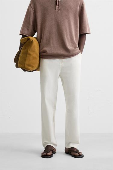 COTTON - LINEN TROUSERS - Stone by Zara