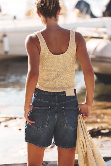 TOP PUNTO LENTEJUELAS - Mantequilla de Zara