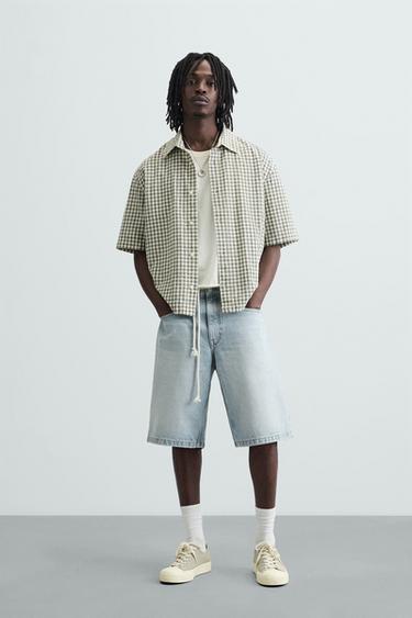 BAGGY FIT DENIM BERMUDAS - Light blue by Zara - Image 0
