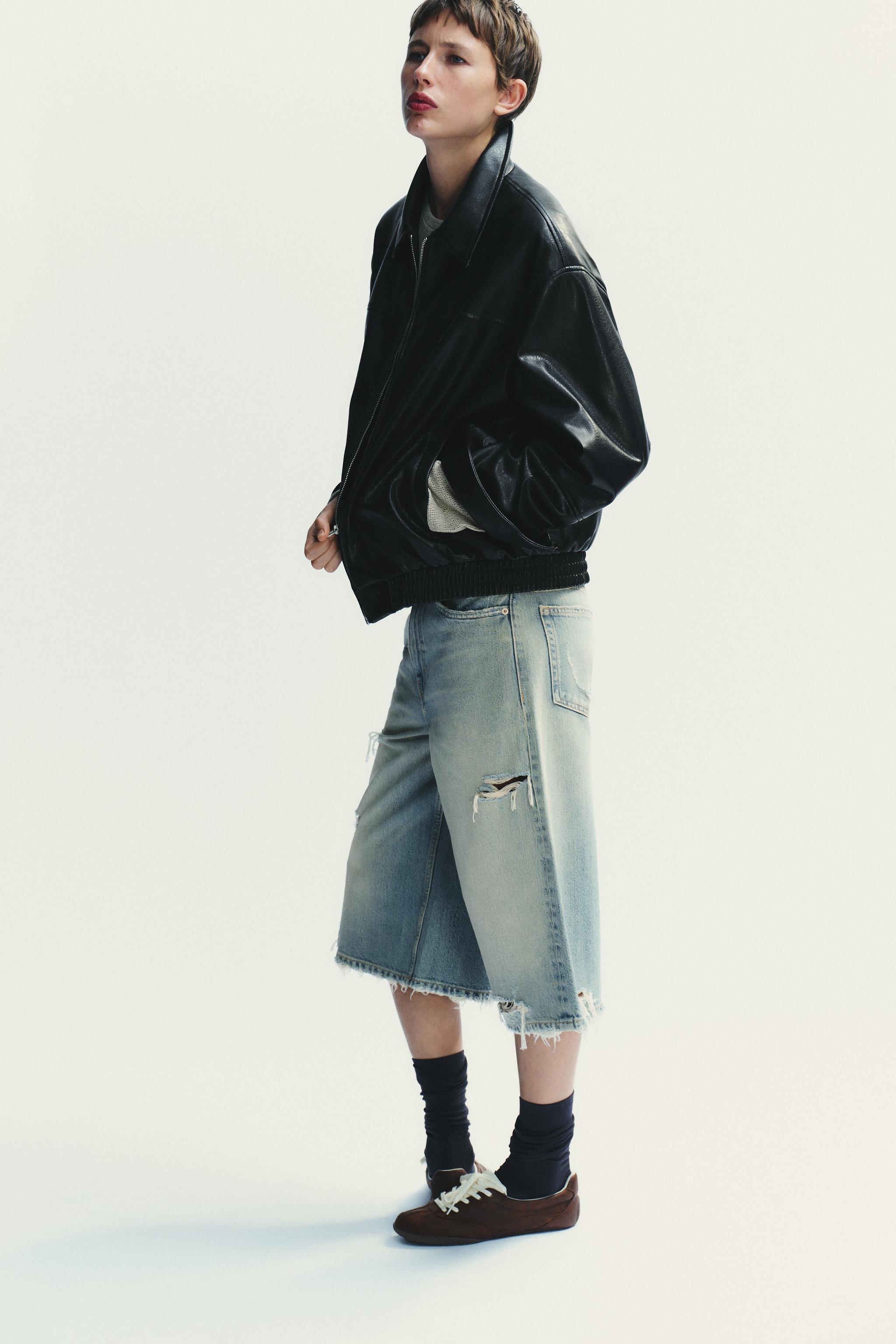 フェイクレザー ボンバージャケット - ブラック | ZARA Japan / 日本
