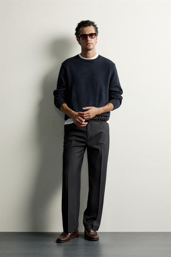 Zara 100% WOOL REGULAR FIT PANTS - Anthracite Gray - Image 0