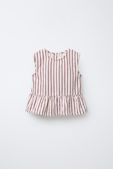 TOP تويل مخطط - خَام / عقيقي by Zara