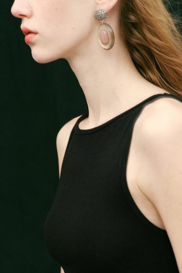 SHINY STONE EARRINGS - Anthracite grey by Zara - Image 3