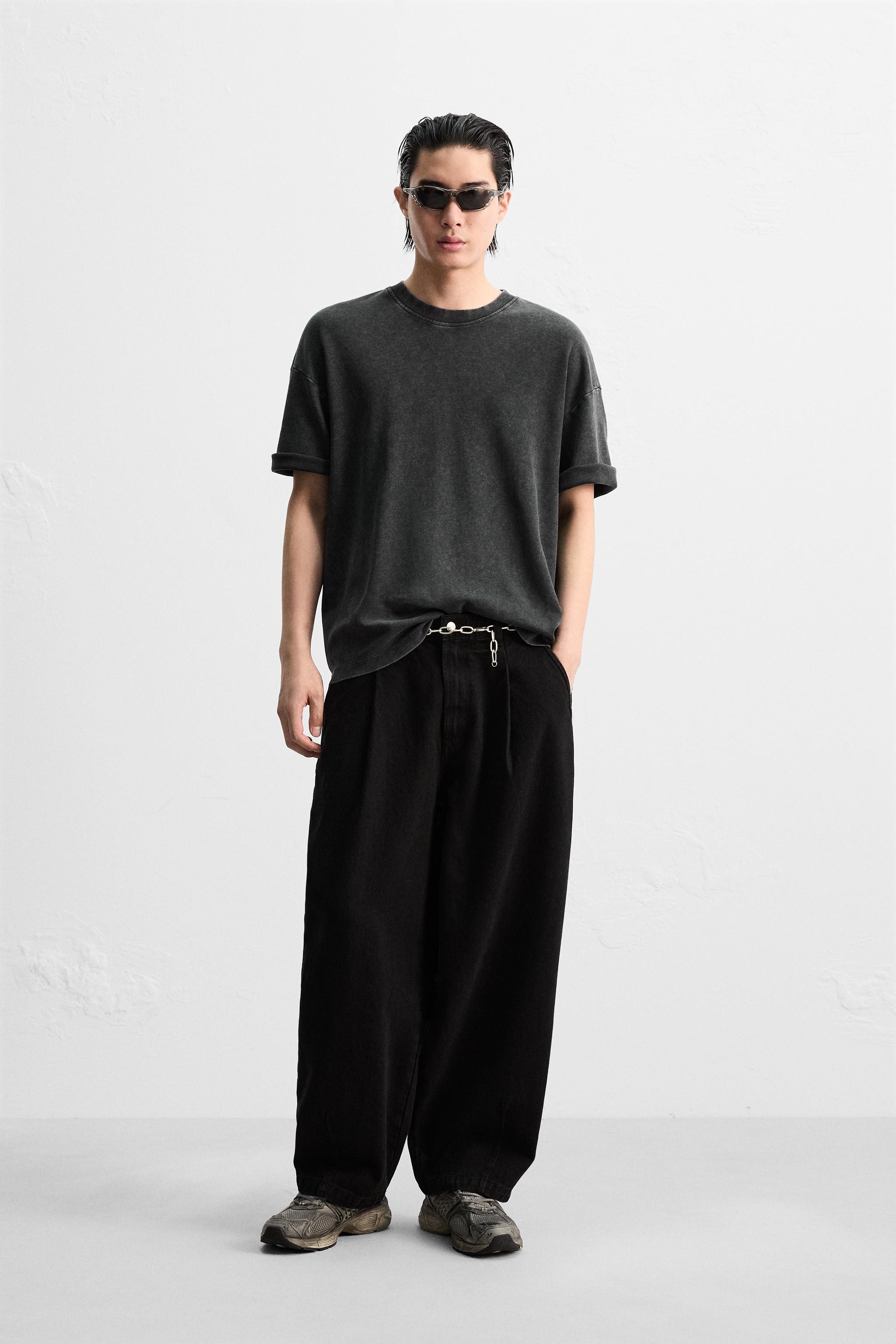 国内発送★ZARA★ユーズド加工*テクニカル半袖Tシャツ ユーズド加工テクニカルTシャツ - グレイッシュ | ZARA Japan / 日本