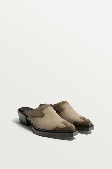 LEATHER CLOGS - Grey by Zara