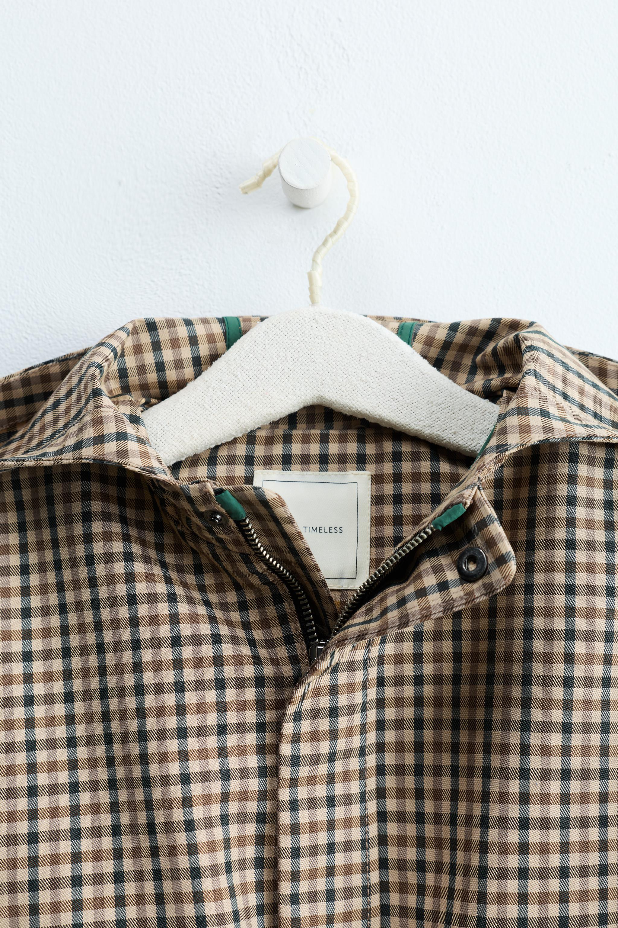 ZARA TIMELESS - CHECK PRINT HOODIE JACKET