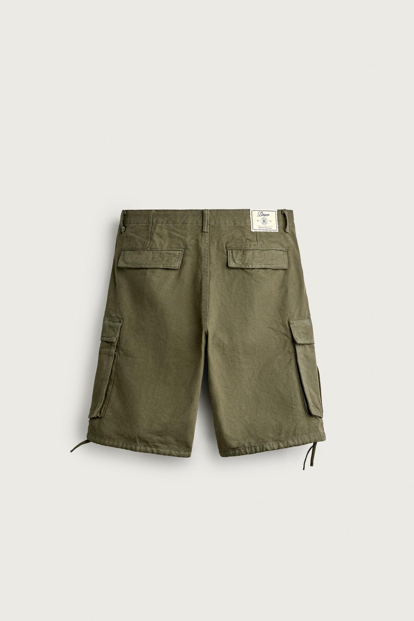 Мужские шорты Zara Relaxed Fit Cargo Bermuda, цвет: Зелёный — фото 8