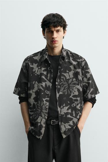 CAMISA FLUIDA ESTAMPADO COMBINADO - Negro de Zara