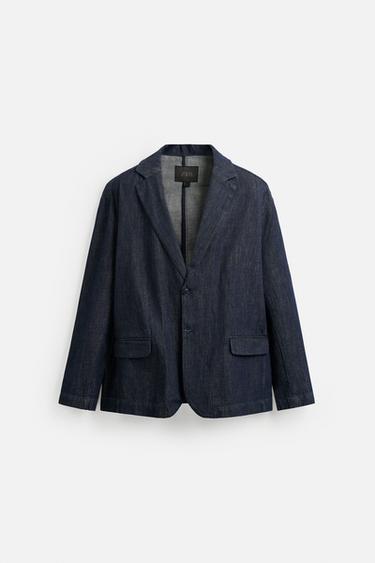 Zara RELAXED FIT DENIM BLAZER - Indigo