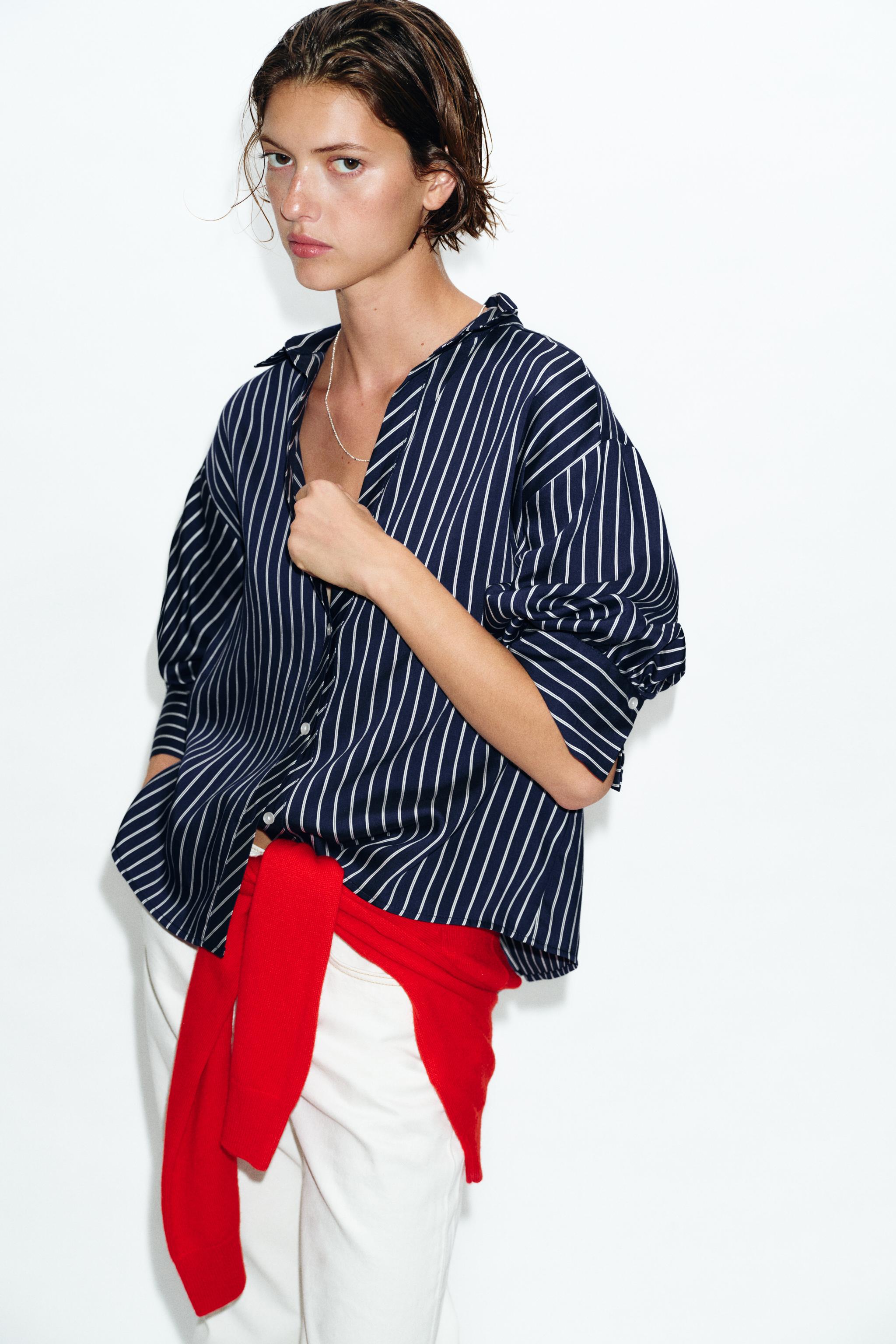 CHEMISE À RAYURES ET MANCHES BOUFFANTES