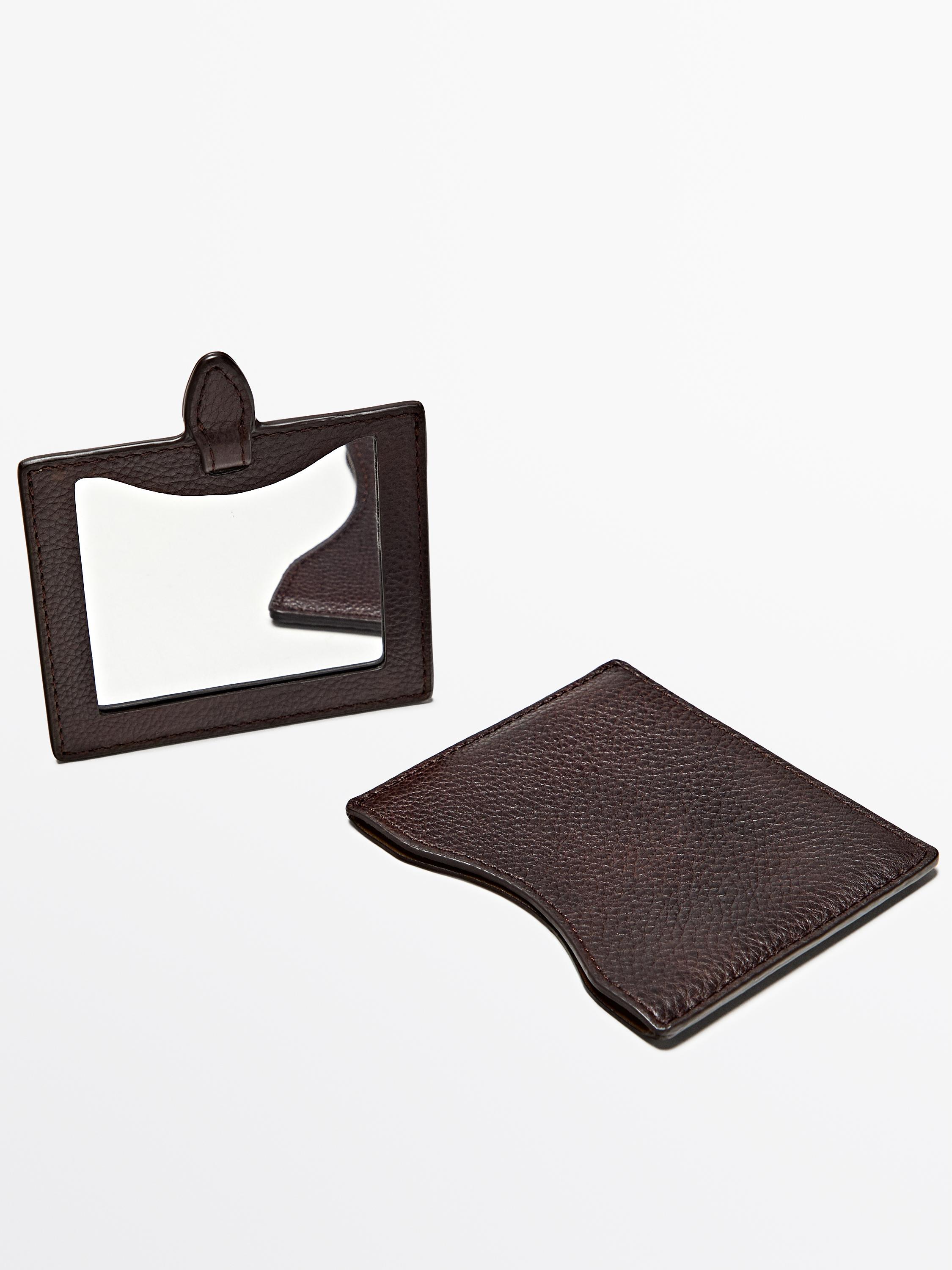 Étui à miroir en cuir nappa