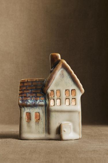 CHRISTMAS PORCELAIN HOUSE DECORATION WITH LIGHT - Brown by Zara - Image 4