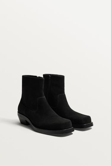 LEATHER COWBOY BOOTS - Black by Zara