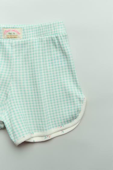 6-14 YEARS/ GINGHAM AND FLORAL T-SHIRT AND BERMUDA PYJAMAS - Ecru by Zara