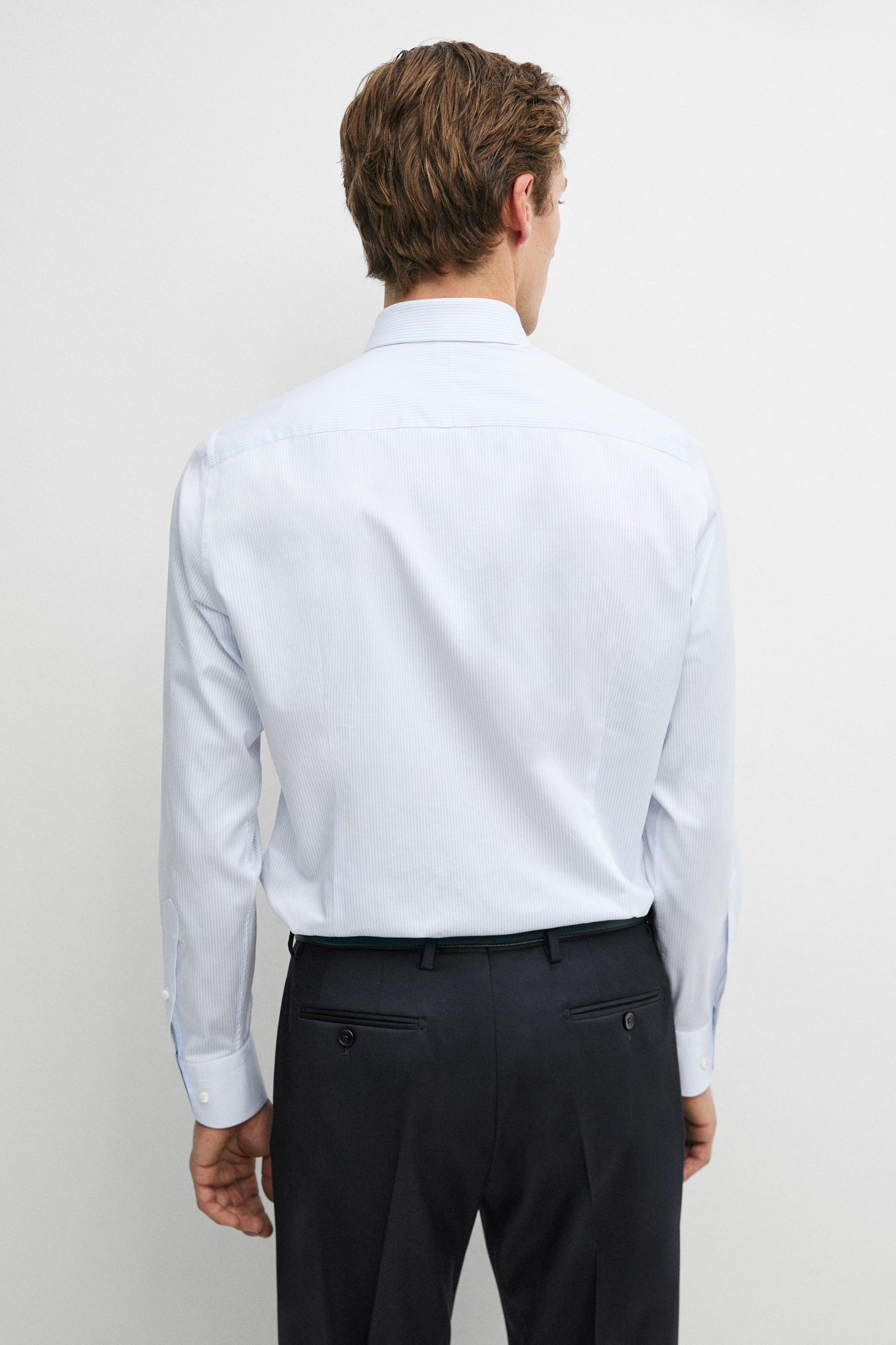 Chemise slim double rayure 100 % coton