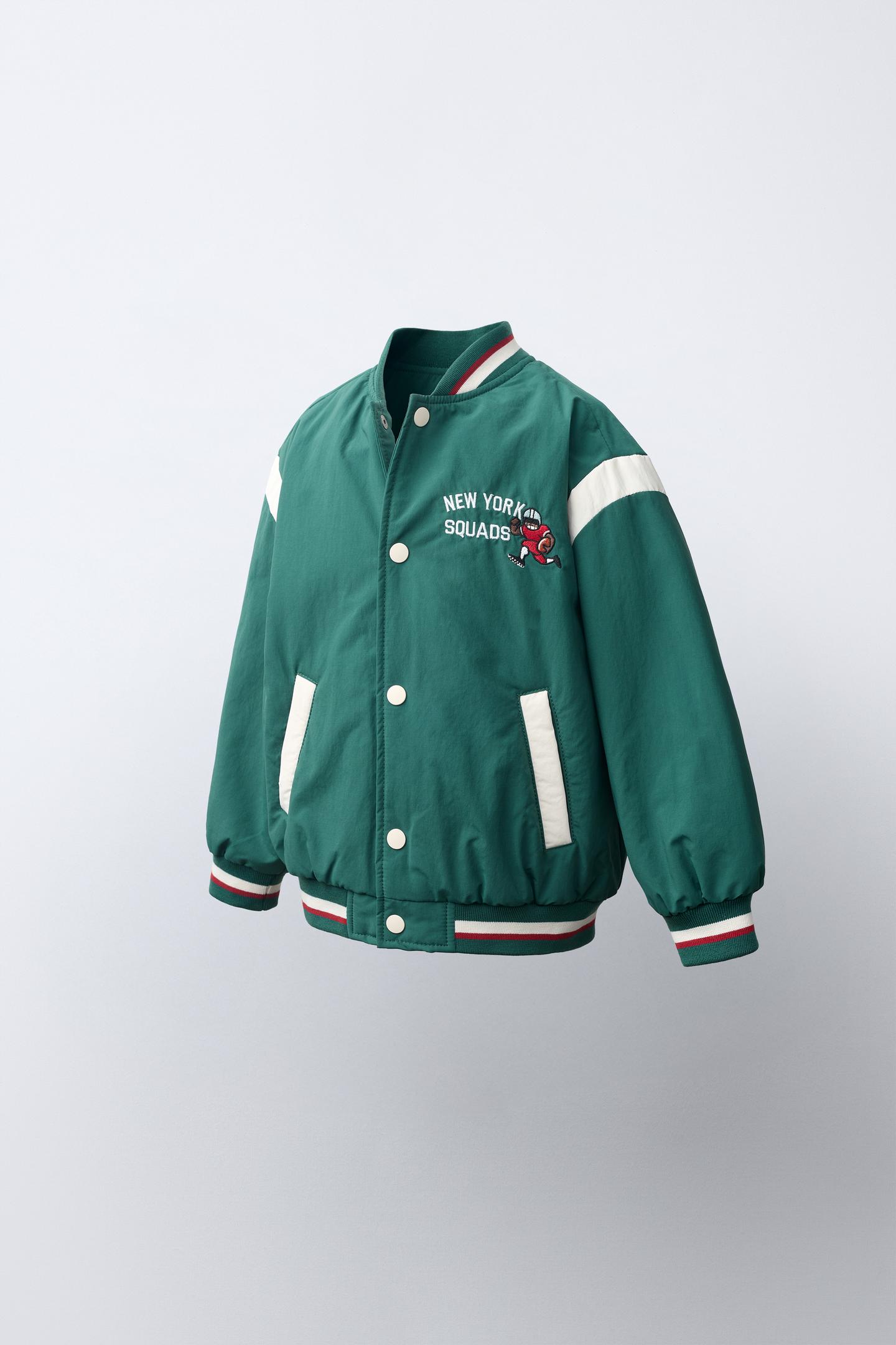 Куртка Zara Printed Bomber, цвет: Зелёный / Синий — фото 3