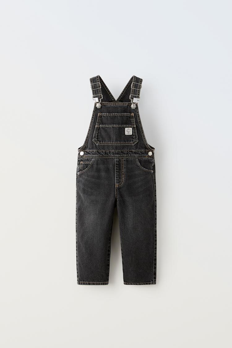 ラベル デニム オーバーオール - グレー | ZARA Japan / 日本