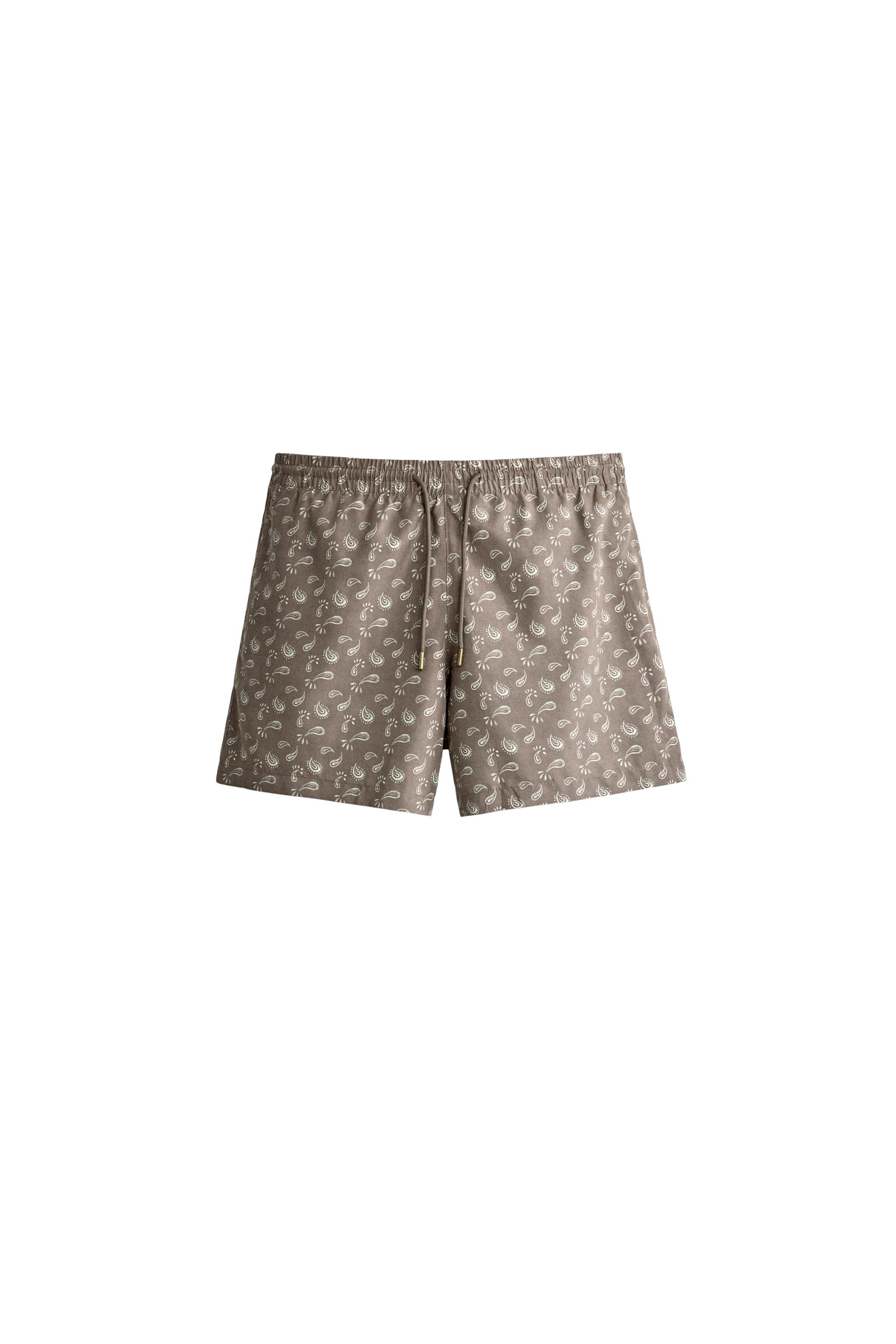 PAISLEY PRINT MID-LENGTH SWIM TRUNKS - Brown | ZARA United States