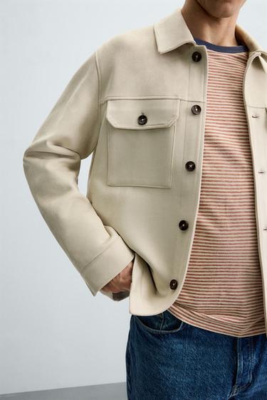 FAUX SUEDE OVERSHIRT - Sand by Zara - Image 4