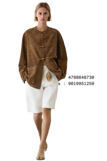 Chaqueta cuello mao piel ante - Marrón claro de Zara