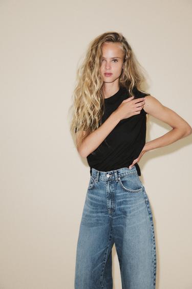 HIGH-WAIST TRF BARREL JEANS - Blue by Zara - Image 3