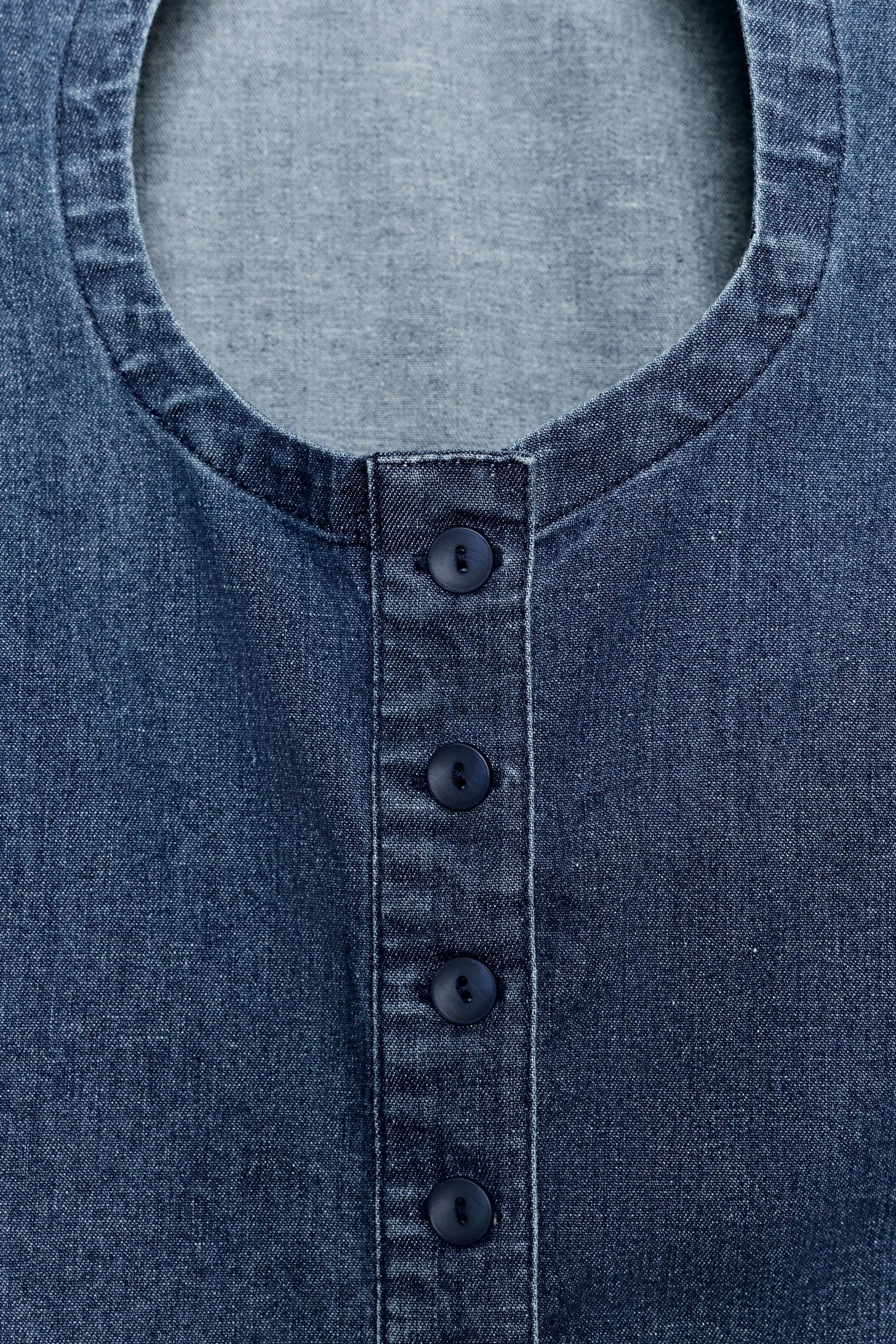 FAUX DENIM BUTTON-UP TOP