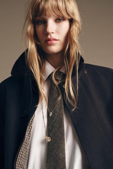 Zara STRUCTURE TIE WITH WOOL - taupe brown