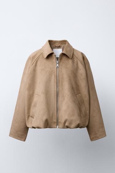 FAUX SUEDE BALLOON JACKET - Sand by Zara