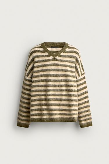 JERSEY RELAXED FIT CON LANA - Verde de Zara