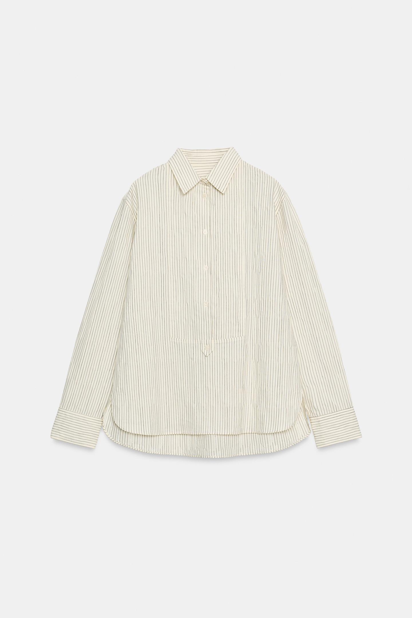 Женская рубашка Zara ZW Collection Striped, цвет: Чёрный / Белый — фото 6