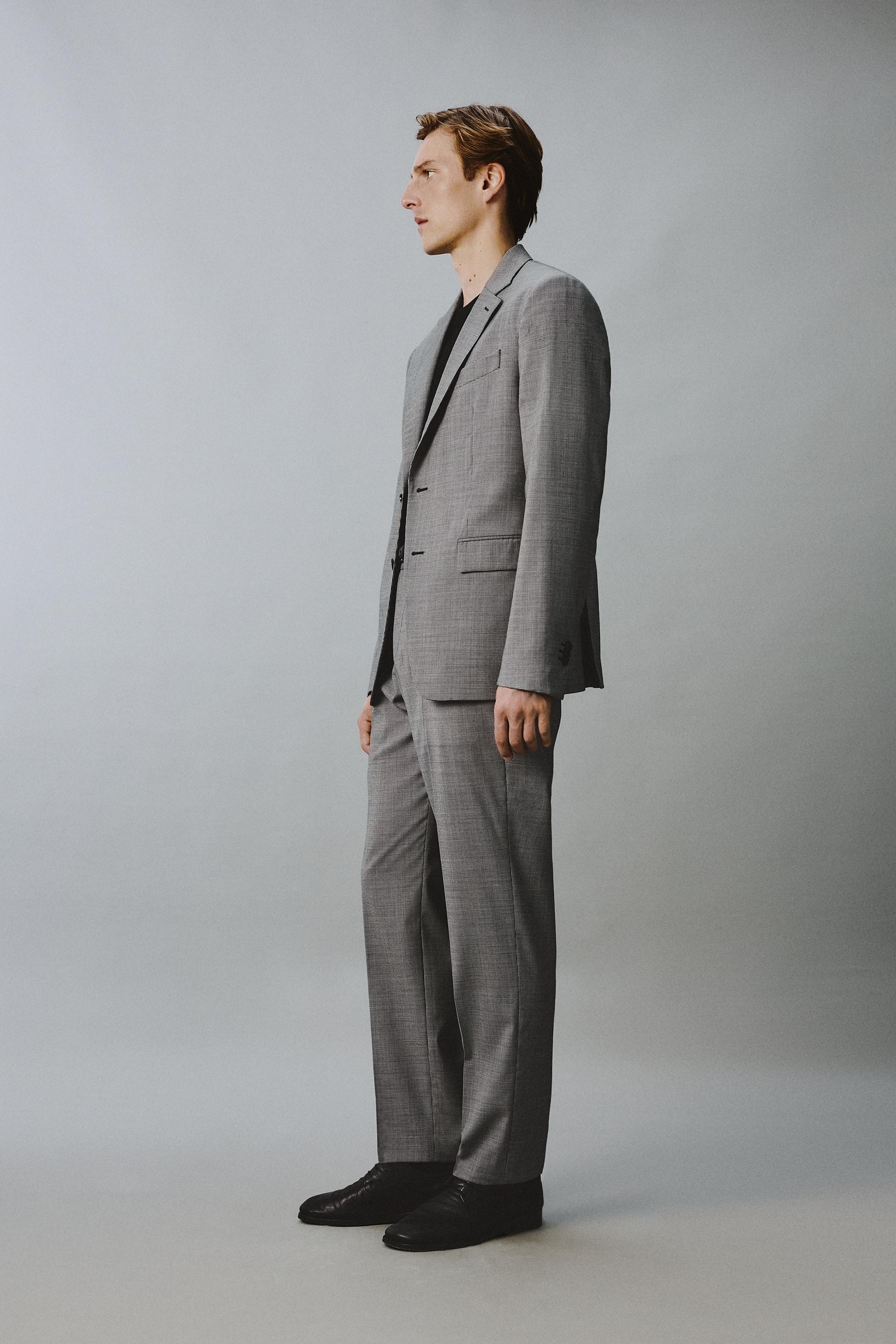 PLAID WOOL BLEND SUIT PANTS